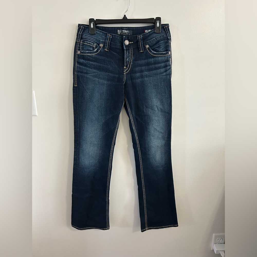 Silver Jeans Women’s SUKI Mid Slim BOOTCUT Embroidered Pockets size:  W 28 / L31